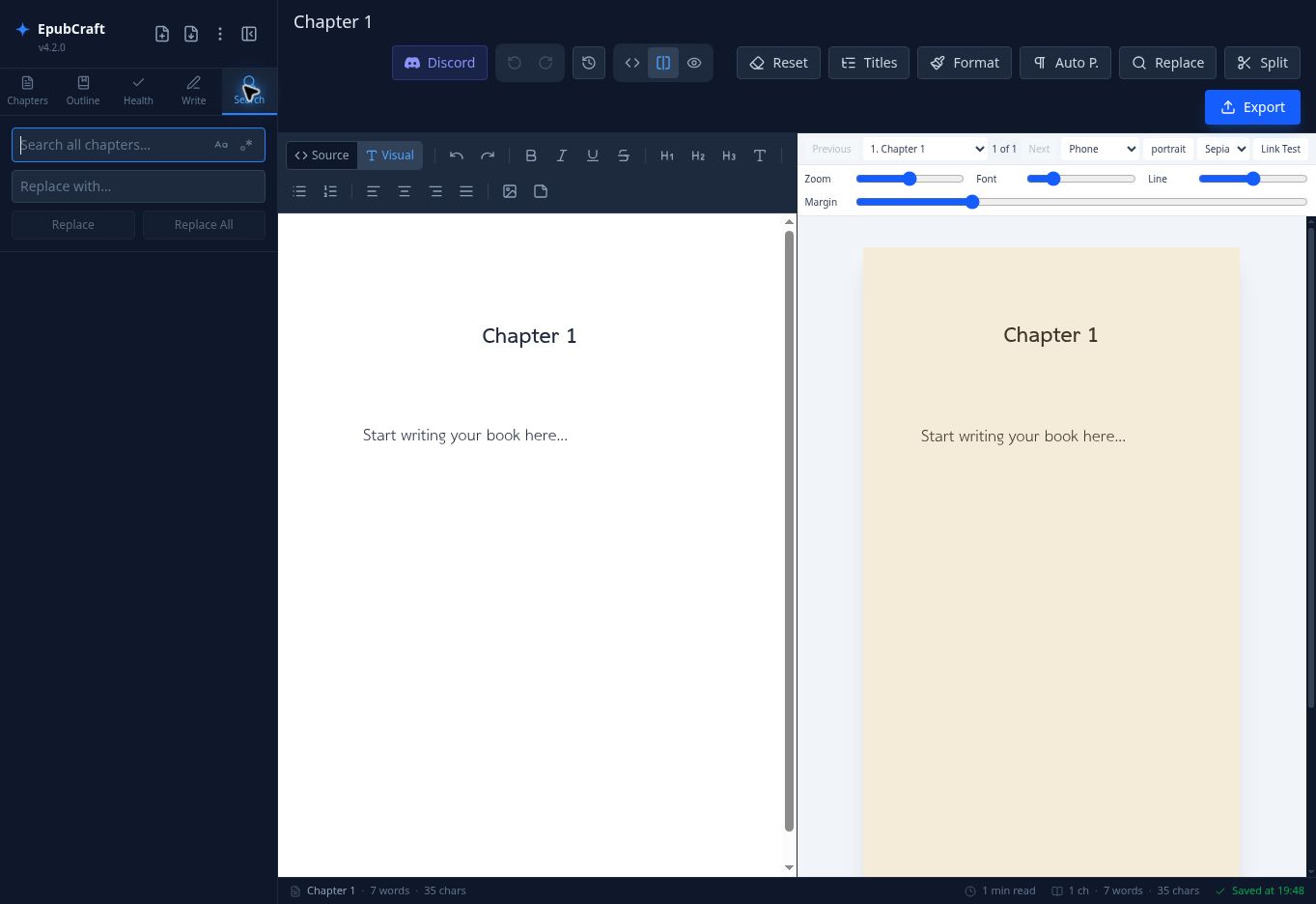 Search ทั้งเล่มใน EpubCraft