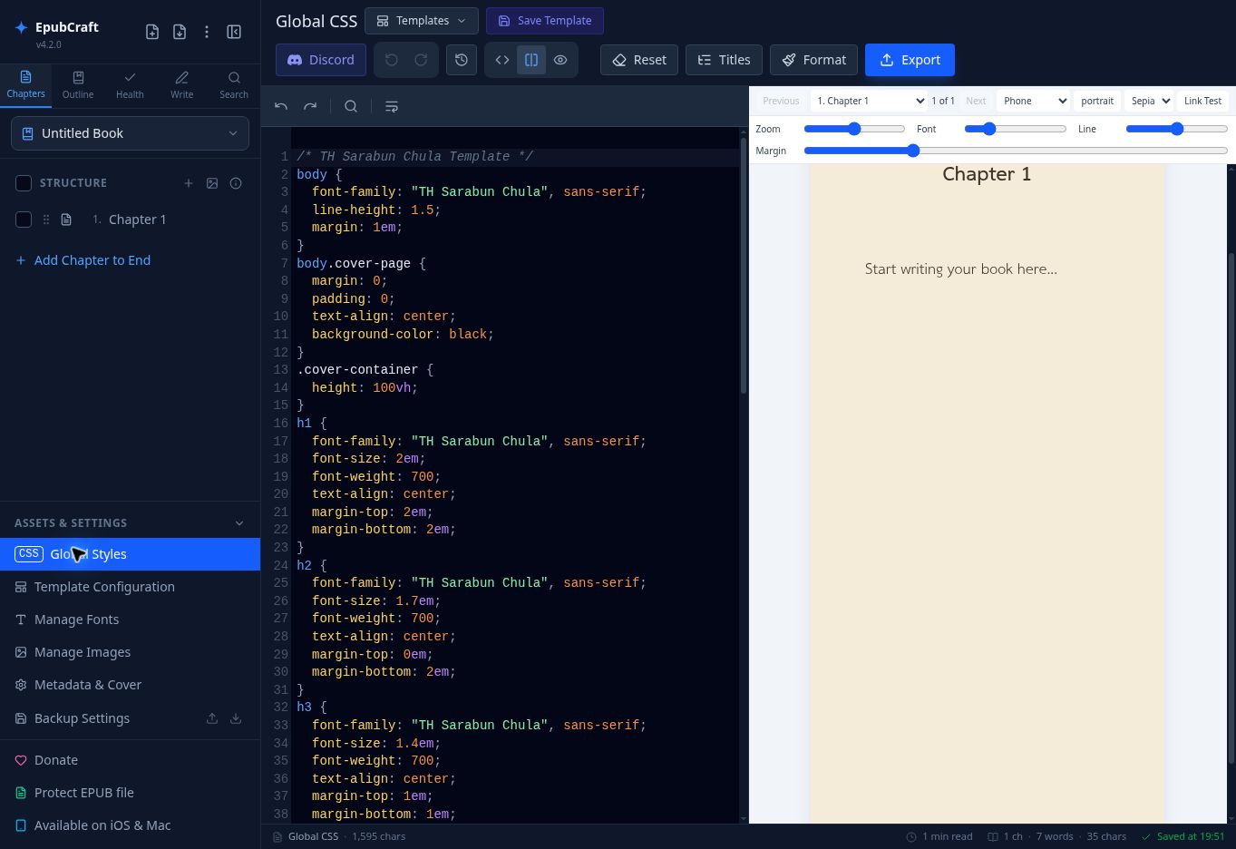 Global CSS Editor ของ EpubCraft